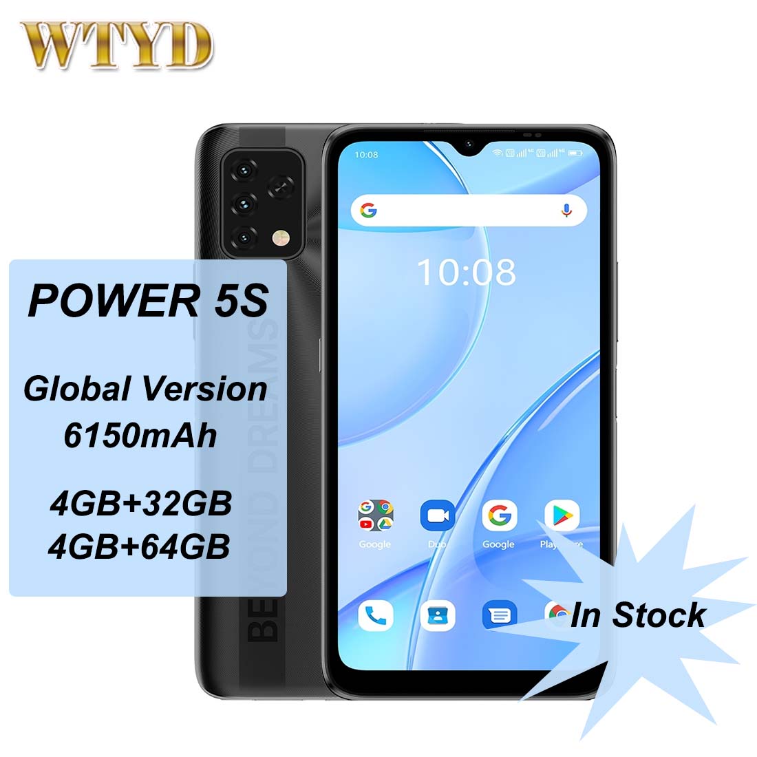 UMIDIGI Power 5S 글로벌 버전 4G 휴대 전화 6.53 &전체 화면 4GB 32GB/64GB 16MP 트리플 카메라 6150mAh 안드로이드 11 스마트 폰